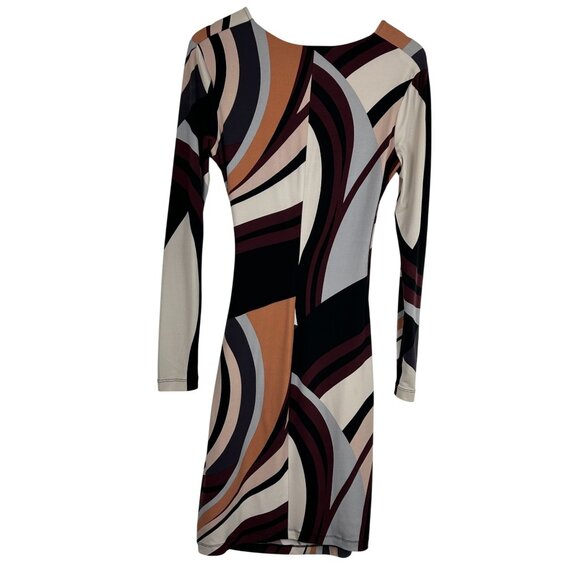 Cache Womens Geometric Print Long Sleeve Wrap Dress Small Multicolor - Picture 2 of 11